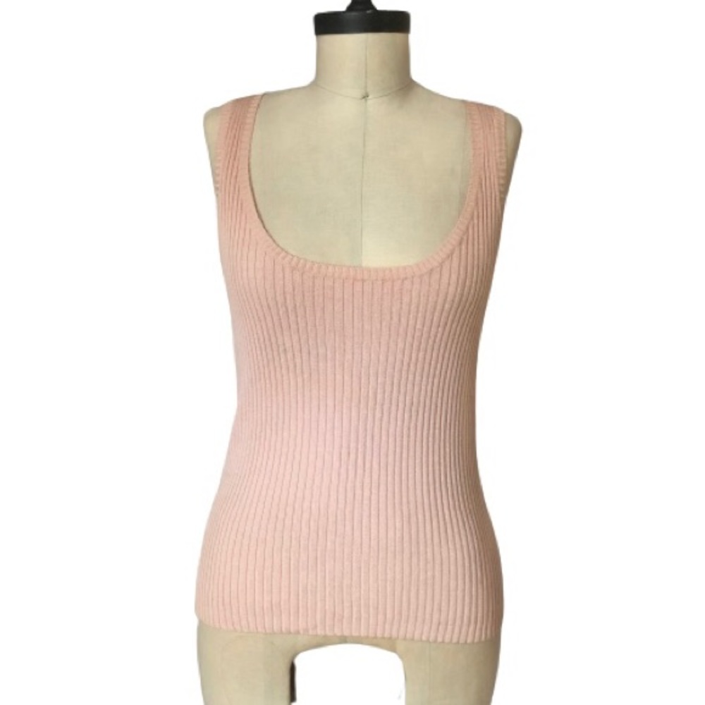 Adrienne Vittadini Blush Pink Ribbed Knit Tank